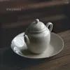 Set da tè Jingdezhen Teiera Erba-Legno Smalto Grigio Set da tè in ceramica fatta a mano Singola piccola famiglia