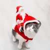 Kersthondenkostuum, Claus Riding Cosplay-kostuums, Feestoutfit voor kleine middelgrote grote honden Kerstman huisdierkleding