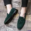 Casual Schoenen Luxe Mode Suede Groen Kwastje Mannen Loafers Jurk Voor Nachtclub Party Monnik Band Mannen Grote Maat 38-47