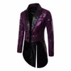 Party Sequin Sequin Glitter Jacket för män Stand Collar Nightclub Prom Suit Coat Shiny Embelled Stage Tuxedo Clothes Patch 64JX#