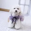 Vêtements de chien vêtements faits à la main fournitures pour animaux de compagnie tutu robe violet dentelle tulle jupe une pièce promenades fête de vacances chat caniche maltais