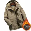 Winter Parka män vindbrytare fleece tjock varm päls rockar manliga militär huva streetwear överrockar mäns vindtäta jackor 6xl d3om#