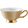 Kubki Creative Gold Rimmed Srebrna kości China Puchar kawy Talerz Ceramiczny garnitur amerykańskie popołudnie