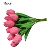 Decorative Flowers 10X Artificial Flower PU Simulation Fake Florals Bouquet Wedding Indoor For Home Vase Decor Light Pink