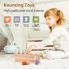 Wooden Baby Toys High Quality Pine Wood Bouncing Toy Montessori For Children Colour Perception Strength Training Block 240321
