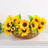 Decorative Flowers Durable 6 Heads Artificial Sunflowers Wedding Bouquets Table Centerpieces Decoration Floral Arrangement Party Home Decor