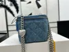 Sacs à bandoulière pour femmes Sac à bandoulière Designer Camellia Flower Denim Haute Qualité Bleu Mode Chaîne en Argent avec Coeur Ball Femme Cross Body