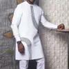 Novo em diki africano impresso branco étnico terno masculino 2 peça traditial festa de casamento roupas masculinas para homem d0e6 #