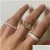 Band Ringen 3 stks/set Emaille Hart Mode Parel Ring Voor Vrouwen Geometrische Onregelmatige Chain Knuckle Sieraden Drop Levering Otfuy