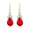Necklace Earrings Set Women Fashion Elegant 3pcs/set Ruby Wedding Bead Crystal Bridal Jewelry Party Accessories