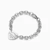 Bijoux coeur de pêche chaîne épaisse Bracelet en argent sterling 925 classique mode argent coeur carte dames avec sac à poussière et boîte