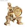Skrivbordsklockor vintage heminredning figur för interiör bord klocka gyllene harts skrivning klocka läsning skönhet staty europeisk dekoration för home24327