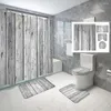 Shower Curtains Vintage Wood Grain Style Curtain Set Non-slip Mat Toilet Bathroom Decor Waterproof Personality