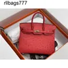 Ostrich Genuine Leather Bk Handbag Gold Buckle Silver High-end Bride Red Color Atmosphere Portable