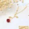 Collares colgantes 2022 Nueva moda Vintage Rose Collar Cadena larga Encanto Simple Otoño Invierno Joyería para mujer Día de San Valentín Regalo Drop Otyr3