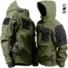 Jaqueta tática masculina à prova d'água, pele de tubarão, casca macia, vários bolsos, jaquetas de motocicleta, lã, quente, à prova de vento, casaco militar N4TZ #