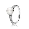 Authentic sterling silver Jewel Jewelry Elegant Beauty White Pearl Clear CZ for designer Rings for women 191018P fashion jewelry