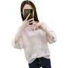 Kvinnors tröjor 2024 Spring Hollow Sticked Pullover Thin Sun Protective Clothing Loose Fashion Sweater mångsidig topp