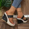 Sandálias Woven Wedge Mulheres Verão Open Toe Grosso Bottom Casual Roman Plus Size 43 Chinelos Plataforma Flip Flops