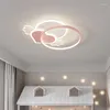 Luzes de teto ouqi led luz para quarto infantil bebê quarto estudo decoração rosa azul montagem em superfície luminárias modernas