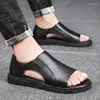 Freizeitschuhe aus natürlichem Leder, Sommer-Slip-on, modische Halbschuhe für Herren, atmungsaktive Rutschen, Strandsandalen, flache Garten-Clogs, Müßiggänger