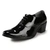 Sapatos de vestido homens couro patente oxford respirável apontou toe salto alto formal negócios baile moda casamento noivo 663