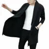 Automne hommes Fi Style coréen Lg Trench manteau à capuche Cape Abrigo Hombre hommes Punk Hip Hop Cardigan décontracté Streetwear Cape O78F #