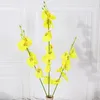 Flores decorativas Orquídea de borboleta artificial Flor de seda 55cm Amarelo Oncidium Fake Phalaenopsis Wedding Home Decoration