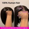 13x4 Dantel Frontal Peruk Düz Kısa Bob Peruk İnsan Saçlı Peruklar Brezilya Önceden Dantel Frontal İnsan Saçlı Peruk Kadınlar İçin