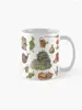 Mugs Whimsical Hedge Witch Pattern - Wrap Around With White Background Coffee Mug Tea Cups Glass Breakfast