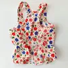 Dog Apparel Pet Dress Sling Floral Printing Single Breasted Button For Summer Small Princess Cosplay Costume