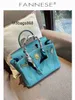 Totes Frauen Handtasche BK L 2024 Sommer Neue Blaue Tasche Leder Kopf Schicht Rindsleder Litschi Muster Frauen Tasche Handtasche Große kapazität Mode