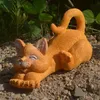 Kawaii Figurine Ciondoli in resina Gatto sorridente Decorazione della casa Ornamenti Figurine Miniature Artigianato Mini Accessori da giardino 240325