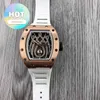 Diseñador de lujo RM Reloj de pulsera para hombre de negocios Vino en forma de barril Acero refinado Reloj mecánico completamente automático Tendencia de moda Ahuecado Luminoso