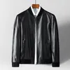 new Men's Busin Gentleman British Style Solid Color Windproof Casual Fi Stand Collar Sheepskin Jacket Leather Jacket s3mf#