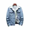 2022 Hiver Nouveau épais chaud Fi Boutique Couleur unie Veste en jean décontractée pour hommes / Manteau en denim de laine pour hommes Grande taille XS-5XL i2V2 #