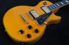 Guitarra elétrica personalizada LP amarelo, escala de ébano, ligação de fritas, ponte Tune-o-Matic, hardware dourado, 2 captadores, frete grátis