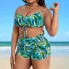 Damenbadebekleidung Frauen Split Badeanzug Set Stilvoller 3-teiliger Bikini mit hoher Taille Badehose Sonnencreme Strickjacke Sexy für Schnell