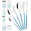 Geschirr-Sets, 30/36-teilig, Blau-Silber-Set, Abendessen, Messer, Gabel, Löffel, Besteck, 18/10 Edelstahl, Geschirr, westliches Küchenbesteck