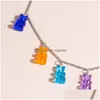 Pendentif Colliers Creative Cartoon Jelly Three-Nsional Bear Collier Candy Couleur Résine Mode Bijoux Anniversaire Cadeau Drop Livraison Pe Dhjtc