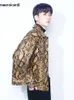 mauroicardi Spring Autumn Loose Cool Shiny Colorful Snakeskin Print Pu Leather Jacket Men Luxury Designer Clothes Streeetwear K3eU#