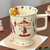 Tassen 1 PC 300 ml Koreanische Stil Nette Kindliche Tasse Mit Cartoon Tier Löffel Keramik Becher Kaffee Milch Tasse Für mädchen Kinder Liebhaber Geschenk