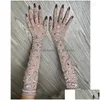 Dancewear Accessories Stage Wear Transparent Mesh Rhinestones Long Gloves Dancer Performance Women Celebrate Prom Birthday Party D Dhoqc