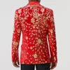 new Men's Suit Jacket Wedding Party Slim Dr Coat Sequin Decorati Luxurious Blazers Red Terno Masculino Man Red Shiny Coat M5rd#