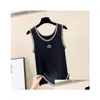 Koszulka damska Anagram-Embron-Embroided Women Tanks Camis Cotton-Blend Tank Tops Dwa litery Projektowanie spódnice jogi sukienka kanałowa stężenie stanika