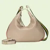 Pasta de luxo Attache grande bolsa de ombro em forma de lua crescente Fecho de gancho em forma de G com zíper Guarnição Web destacável Bolsa de mão de designer de moda Crossbody