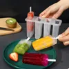 Bakformar popsicle mögel 4 rutnät is mat klass plast grädde mögel diy hemlagad återanvändbar enkel frisättning göra bricka