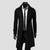 Herfst Winter Mannen Lg Trenchcoat Double-Breasted Effen Kleur Eenvoudige Mid-Lengte Winddicht Dikke Britse Fi Slanke jas Y7Vd #