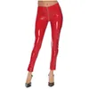 Calças femininas Capris Brilhante Pu Couro Mulheres Zipper Leggings Cintura Alta Voltar Push Up Látex Borracha Preto Vermelho Skinny Jeggings Calças Dhopn