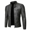 2023 PU giacca di pelle casual uomo primavera autunno cappotto moto biker slim fit outwear maschio nero blu abbigliamento plus size S-3XL t5oT #